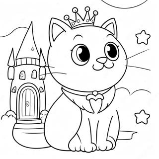 Pagina Para Colorear De Una Gata Princesa Magica En Un Castillo 41750-34635