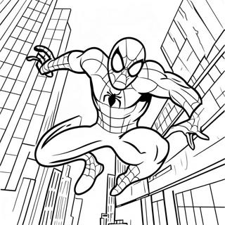 Pagina Para Colorear De Spiderman 2099 Balanceandose Por La Ciudad 4231-3413