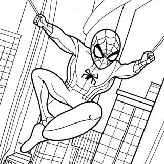 Pagina Para Colorear De Spiderman 2099 Balanceandose Por La Ciudad 4231-3414