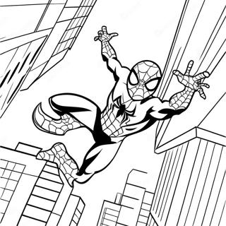 Pagina Para Colorear De Spiderman 2099 Balanceandose Por La Ciudad 4231-3415