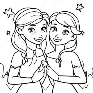 Pagina Para Colorear De La Celebracion De Cumpleanos De Elsa Y Anna 42602-35289