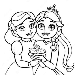 Pagina Para Colorear De La Celebracion De Cumpleanos De Elsa Y Anna 42602-35291