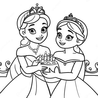 Pagina Para Colorear De La Celebracion De Cumpleanos De Elsa Y Anna 42602-35292