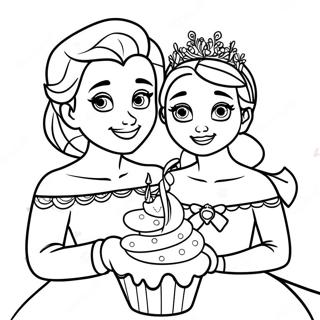 Pagina Para Colorear De La Celebracion De Cumpleanos De Elsa Y Anna 42602-35487