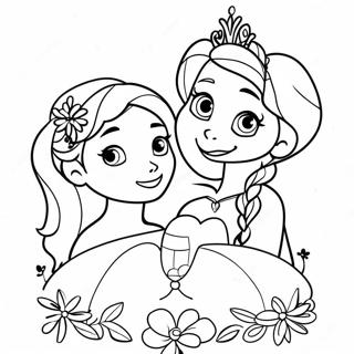 Pagina Para Colorear De La Celebracion De Cumpleanos De Elsa Y Anna 42602-35488