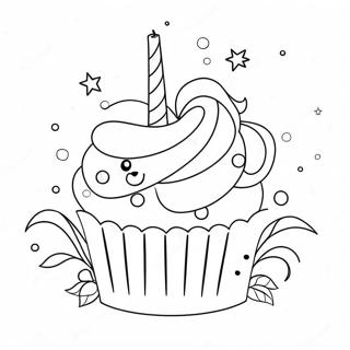 Cupcake De Unicornio Páginas Para Colorear