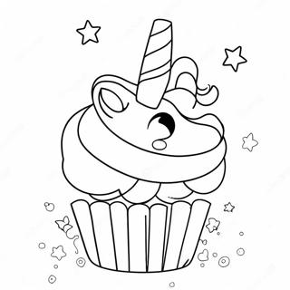 Pagina Para Colorear De Cupcake De Unicornio Brillante 42662-35538