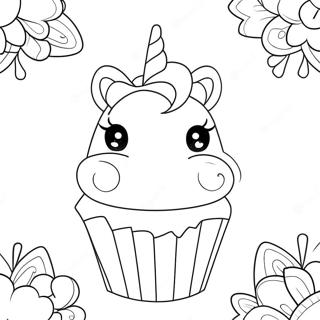 Pagina Para Colorear De Cupcake De Unicornio Brillante 42662-35539