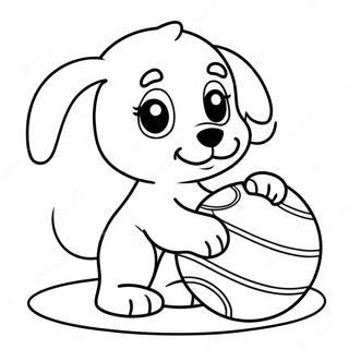 Pagina Para Colorear De Un Adorable Cachorro Jugando Con Una Pelota 4281-3453