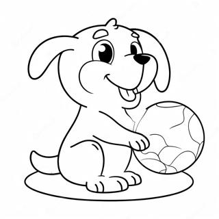 Pagina Para Colorear De Un Adorable Cachorro Jugando Con Una Pelota 4281-3454