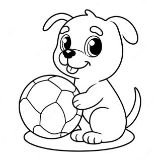 Pagina Para Colorear De Un Adorable Cachorro Jugando Con Una Pelota 4281-3456