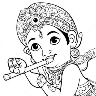 Pagina Para Colorear De Krishna Tocando La Flauta 42892-35720