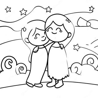 Pagina Para Colorear De Una Pareja Dulce Bajo Las Estrellas 42942-35758