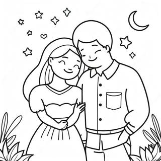 Pagina Para Colorear De Una Pareja Dulce Bajo Las Estrellas 42942-35759