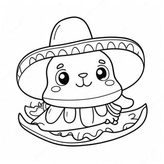 Pagina Para Colorear De Taco Cat Divertido Con Un Sombrero 43042-35838