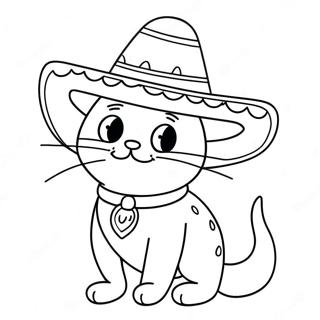 Pagina Para Colorear De Taco Cat Divertido Con Un Sombrero 43042-35840