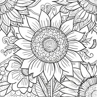 Pagina Para Colorear De Diseno Intrincado De Girasol Bohemio 43163-35926