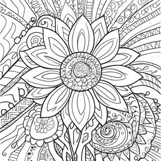 Pagina Para Colorear De Diseno Intrincado De Girasol Bohemio 43163-35927