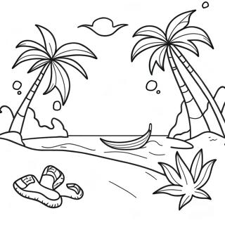 Pagina Para Colorear De La Escena De Playa Tropical 43232-36016