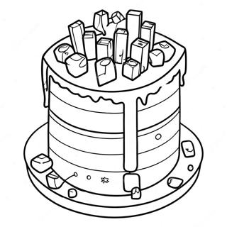 Pagina Para Colorear De Un Pastel De Cumpleanos De Minecraft 43342-36068