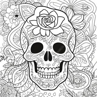 Pagina Para Colorear De Diseno Intrincado De Calavera De Rosa 4341-3501