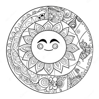 Pagina Para Colorear De Mandala De Sol Y Luna Hippie Colorido 43523-36213