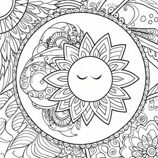 Pagina Para Colorear De Mandala De Sol Y Luna Hippie Colorido 43523-36215