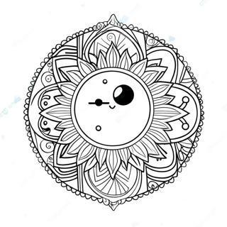 Pagina Para Colorear De Mandala De Sol Y Luna Hippie Colorido 43523-36216