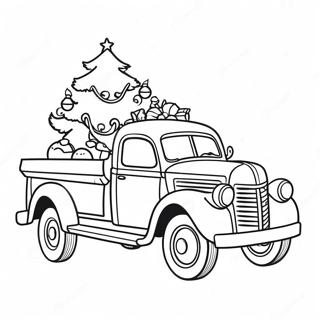 Pagina Para Colorear De Camion De Navidad Vintage Con Arbol 43573-36255