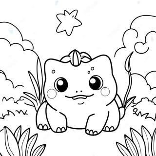 Pagina Para Colorear De Bulbasaur Lindo En Un Jardin 4361-3519