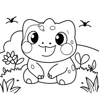 Pagina Para Colorear De Bulbasaur Lindo En Un Jardin 4361-3520