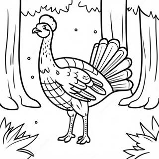 Pagina Para Colorear De Un Pavo Salvaje En El Bosque 43733-36381