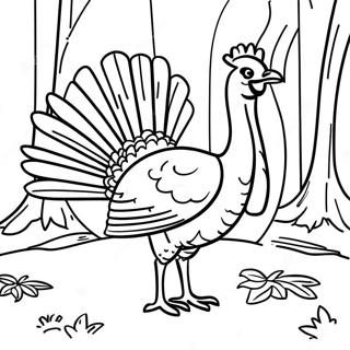 Pagina Para Colorear De Un Pavo Salvaje En El Bosque 43733-36384