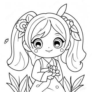 Pagina Para Colorear De Miku Linda Con Flores 4401-3552