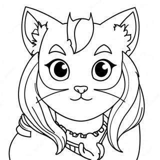 Chica Gato Páginas Para Colorear