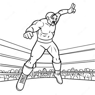 Pagina Para Colorear De Un Luchador De Wwe Saltando Sobre Un Oponente 4421-3567