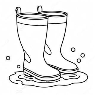 Pagina Para Colorear De Botas De Lluvia Coloridas En Un Charco 44293-36849