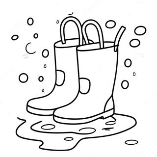 Pagina Para Colorear De Botas De Lluvia Coloridas En Un Charco 44293-36851