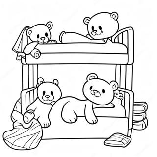 Pagina Para Colorear De Cama Literaria Acogedora Con Ositos De Peluche 44513-36999