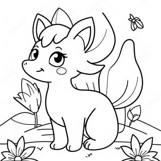 Pagina Para Colorear De Ninetales Lindos Con Flores 44533-37021