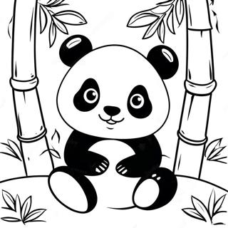 Pagina Para Colorear De Un Panda Lindo Entre Bambu 44783-37226