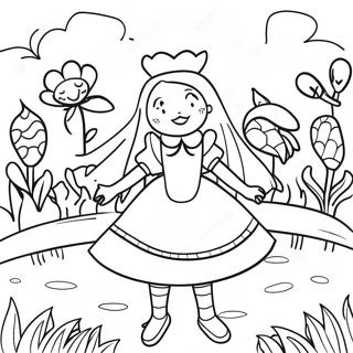 Pagina Para Colorear Del Jardin De Flores De Alicia En El Pais De Las Maravillas 44793-37237