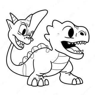 Chica Luna Y Dinosaurio Diablo Páginas Para Colorear