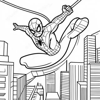 Pagina Para Colorear De Spider Man Balanceandose Por La Ciudad 45224-37569