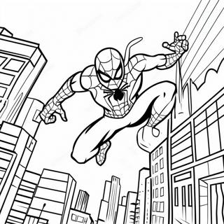 Pagina Para Colorear De Spider Man Balanceandose Por La Ciudad 45224-37570