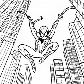 Pagina Para Colorear De Iron Spider Balanceandose Por La Ciudad 45374-37689