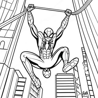 Pagina Para Colorear De Iron Spider Balanceandose Por La Ciudad 45374-37691