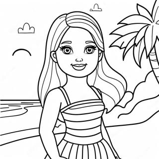 Pagina Para Colorear De Escena De Playa De Barbie 45383-37696