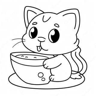 Pagina Para Colorear De Lindo Gatito Comiendo Comida Para Gatos 45484-37789