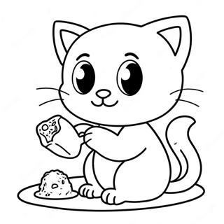 Pagina Para Colorear De Lindo Gatito Comiendo Comida Para Gatos 45484-37792